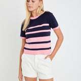 Stripe Short Sleeve Knit Top