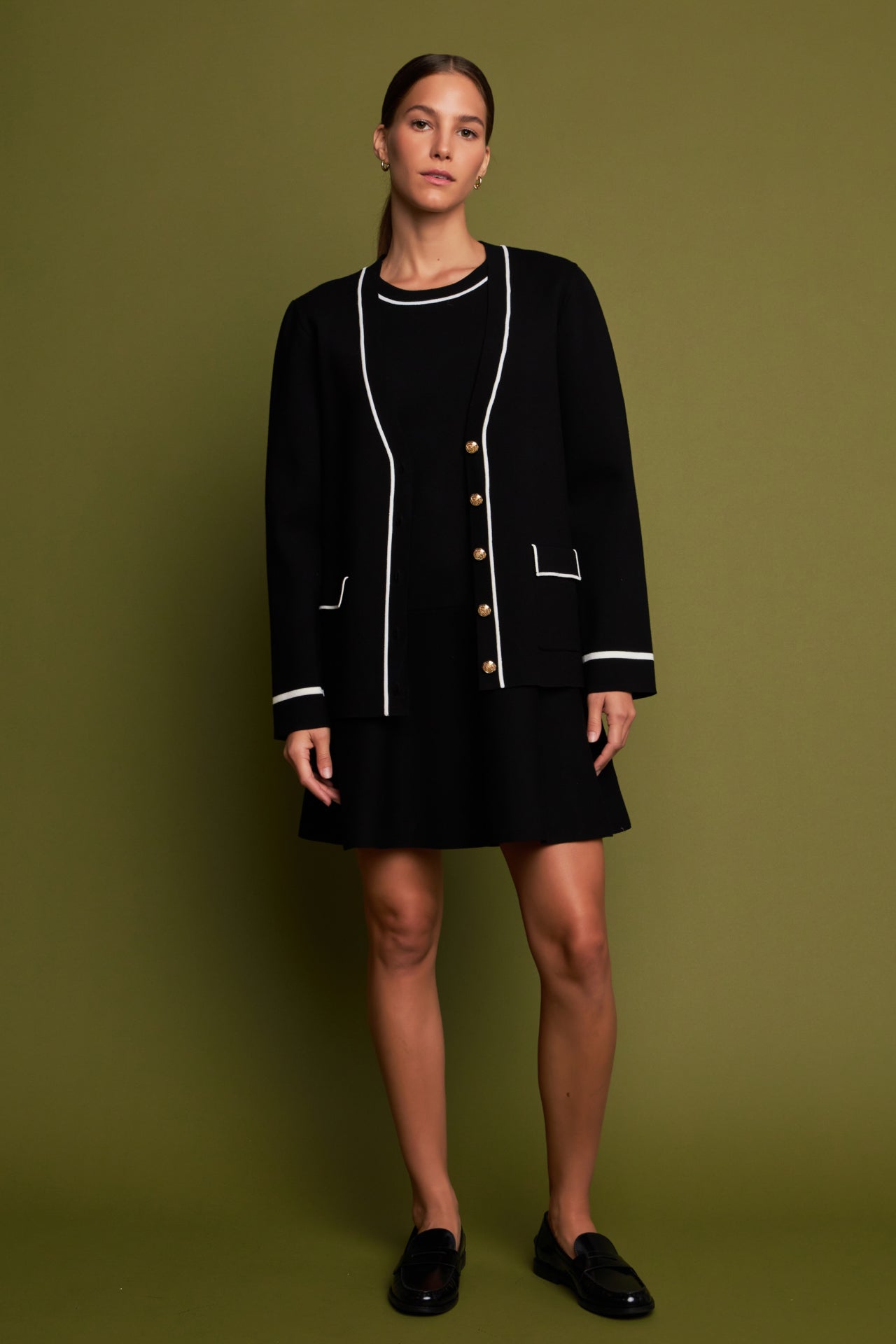 Women's contrast knitted cardigan main image 1