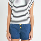 Stripe Sleeveless T-shirt