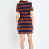 Contrast Stripe Knit Mini Dress