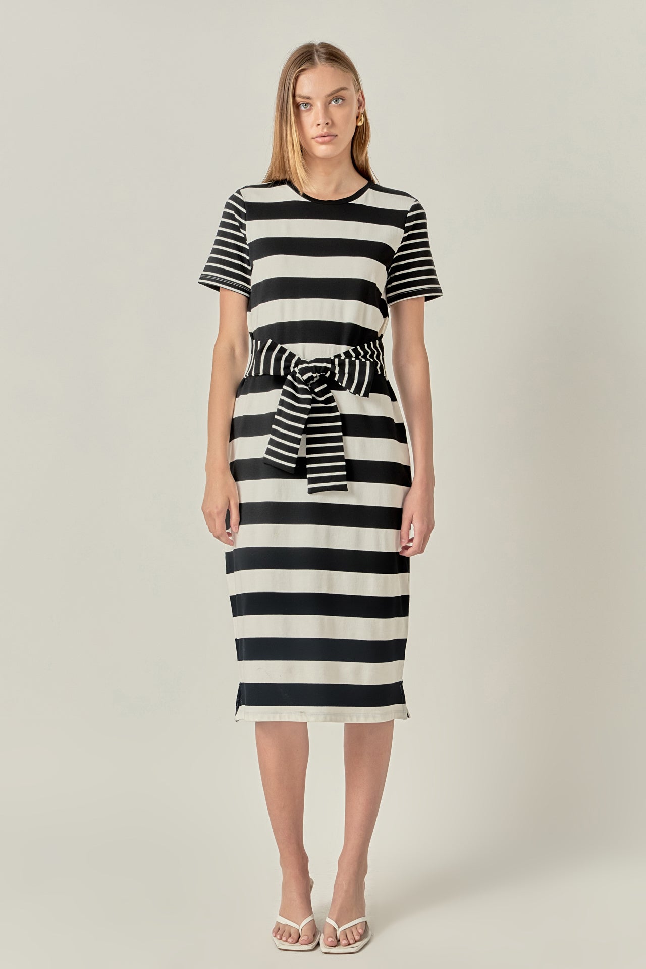 Contrast Stripe Knit Midi Dress – English Factory