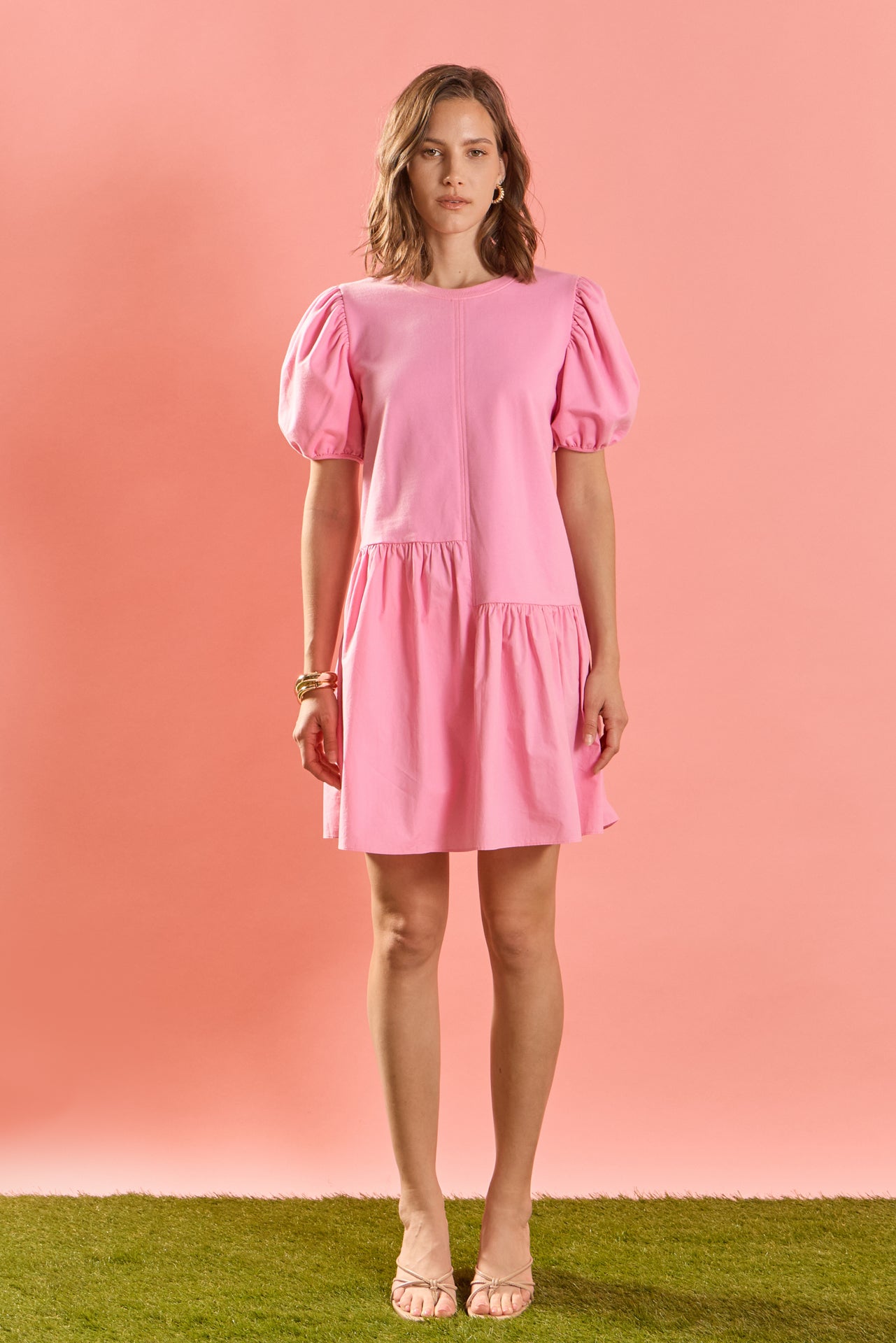 Knit Woven Mixed Dress – English Factory