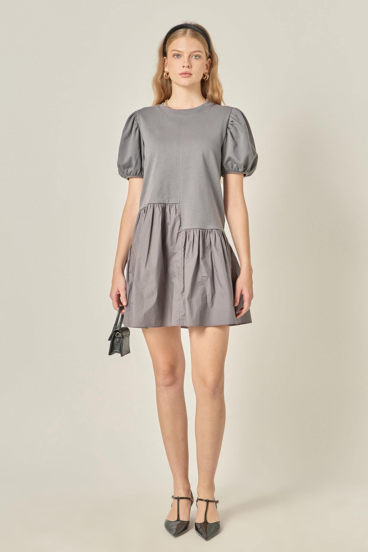 Knit Woven Mixed Dress – English Factory