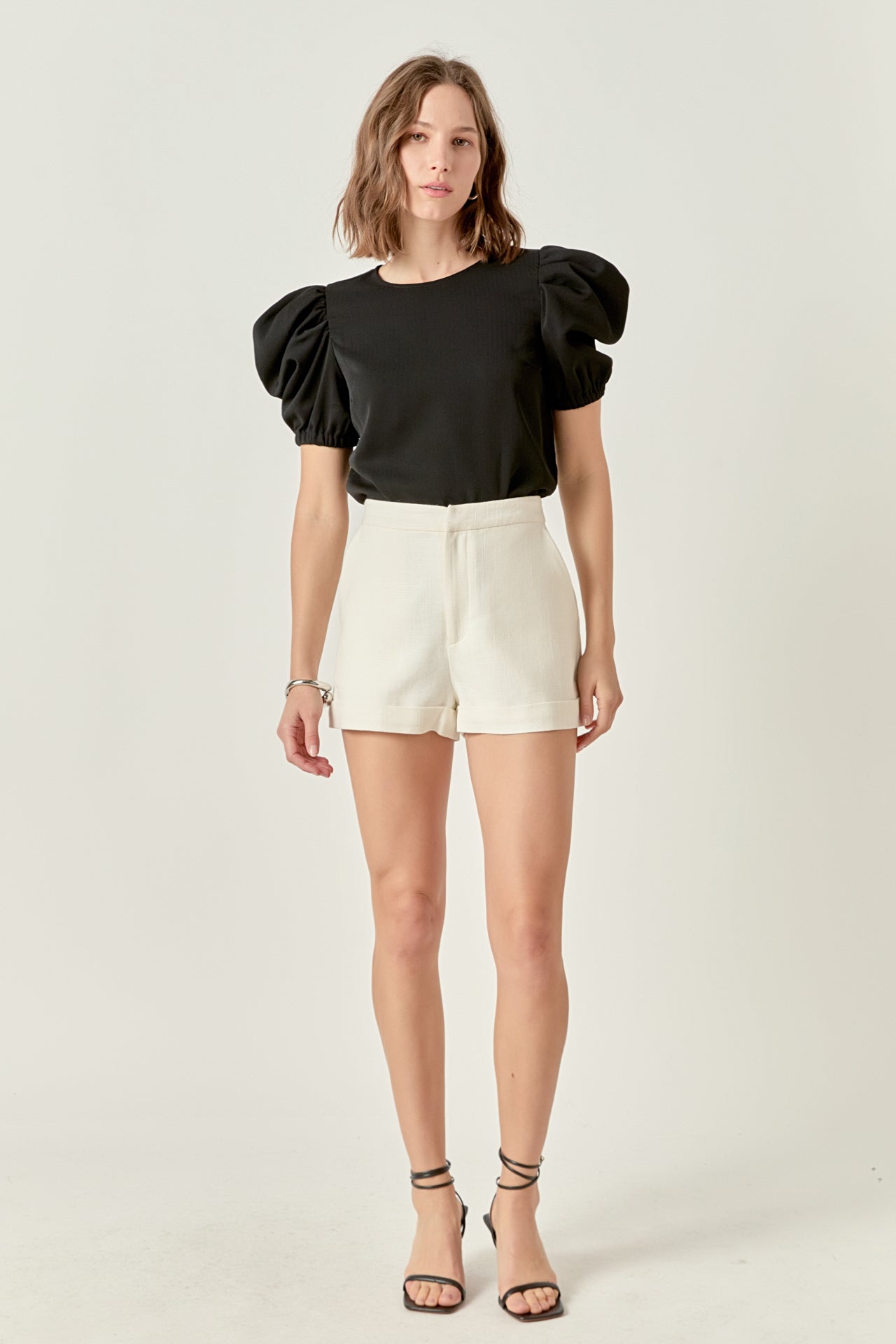 Ruched Puff Sleeve Top – English Factory