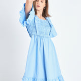 Puff Sleeve Square Neck Midi Dress