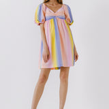 Multi Color Stripe Babydoll Dress