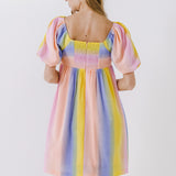 Multi Color Stripe Babydoll Dress