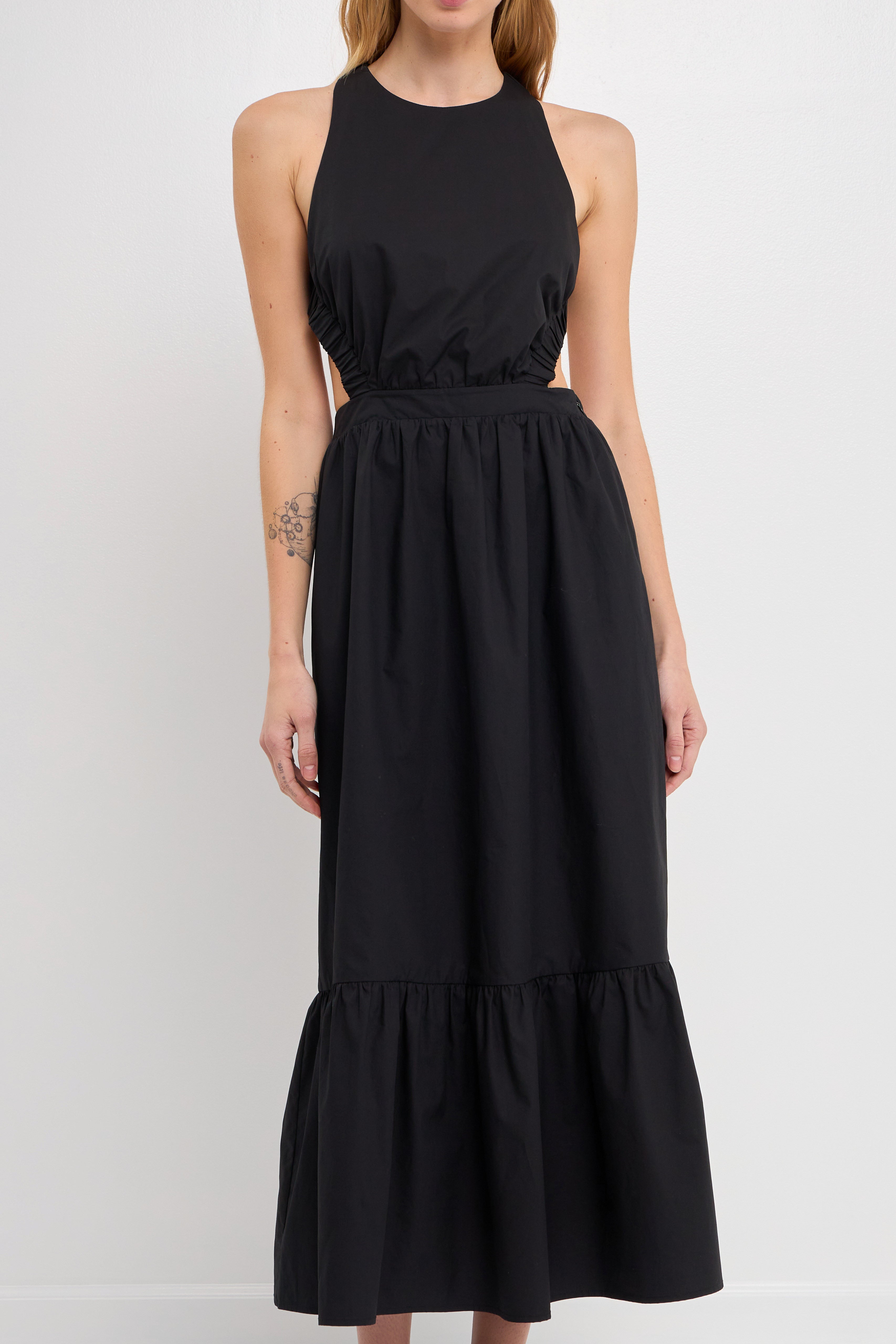 Elastic Detail Sleeveless Dress