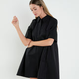 A-line Short Sleeve Shirt Dress
