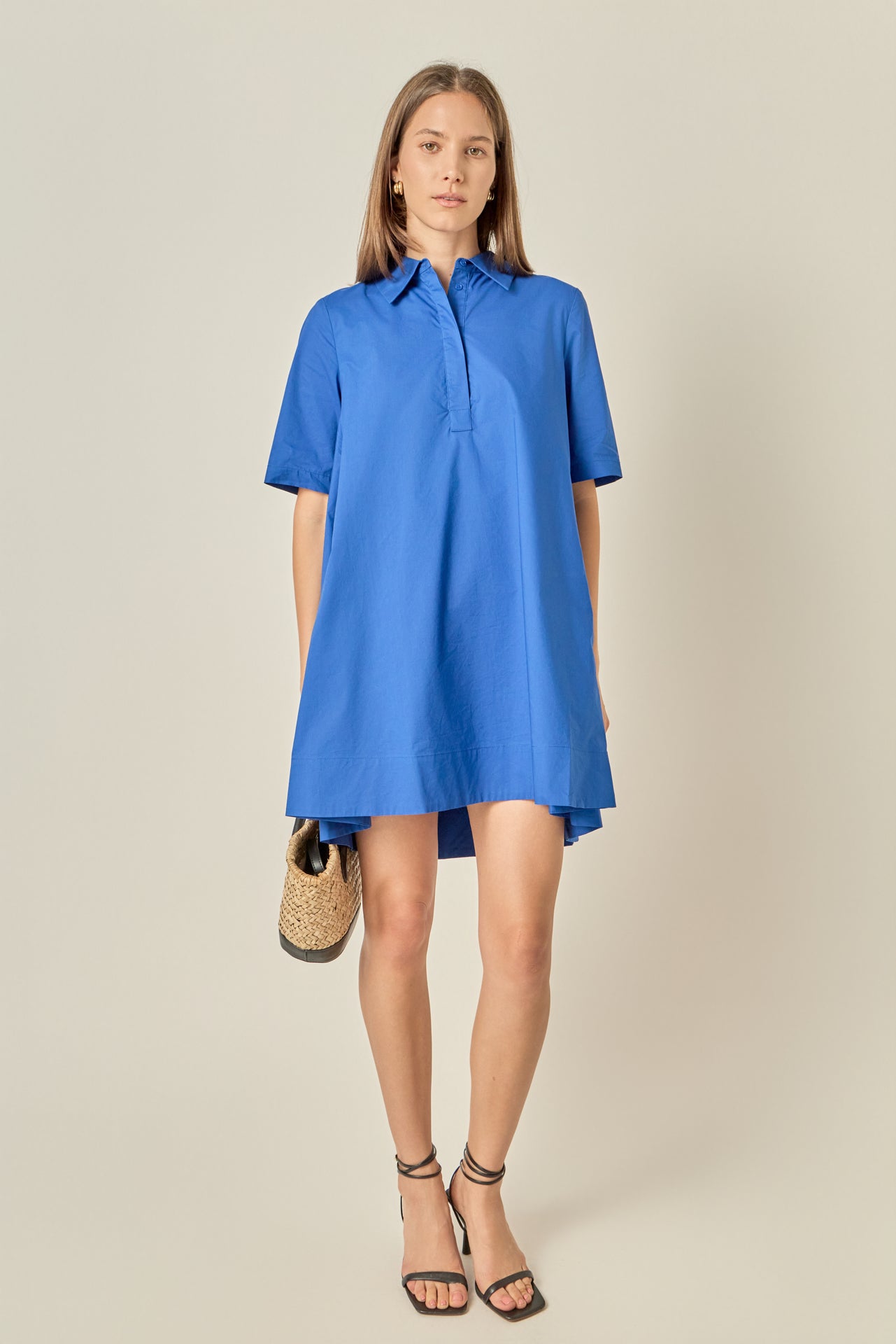 A-Line Short Sleeve Shirt Dress Butter Yellow / M