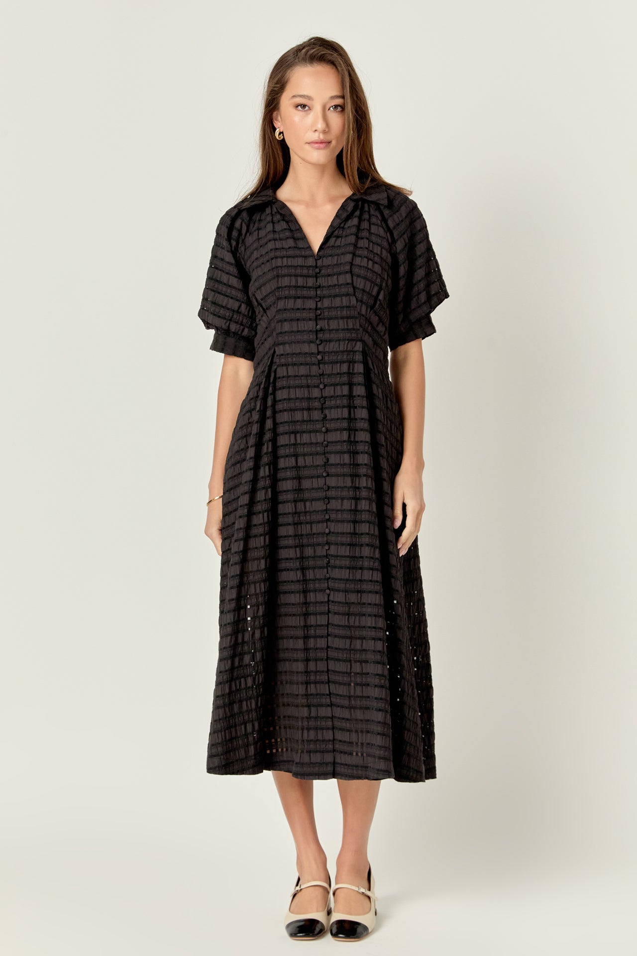 【美品】andmary Cecily check long dress ZD251349_BLK_FB_2_547f4bc1-