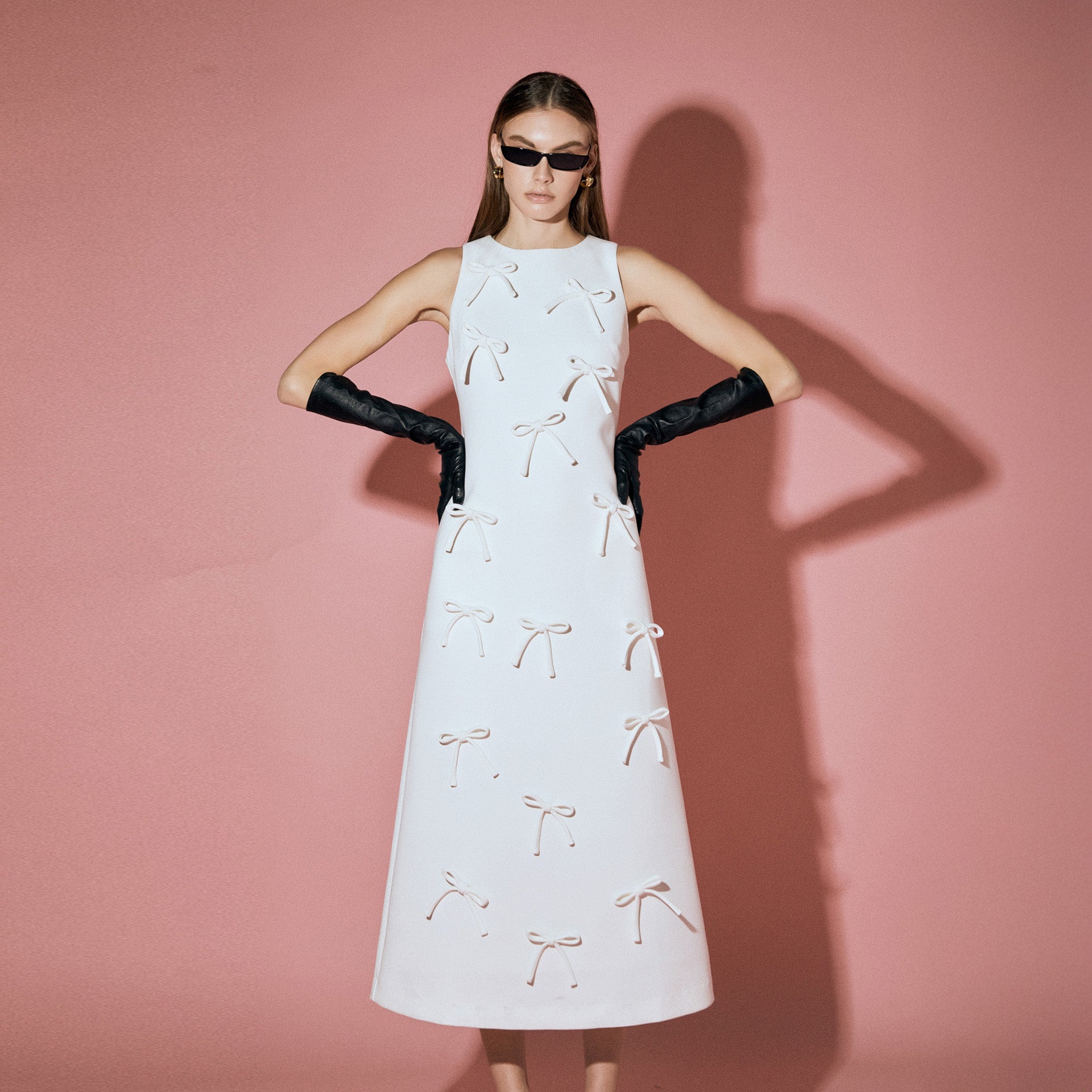 Bow Pointed Sleeveless Midi Dress - English Factory