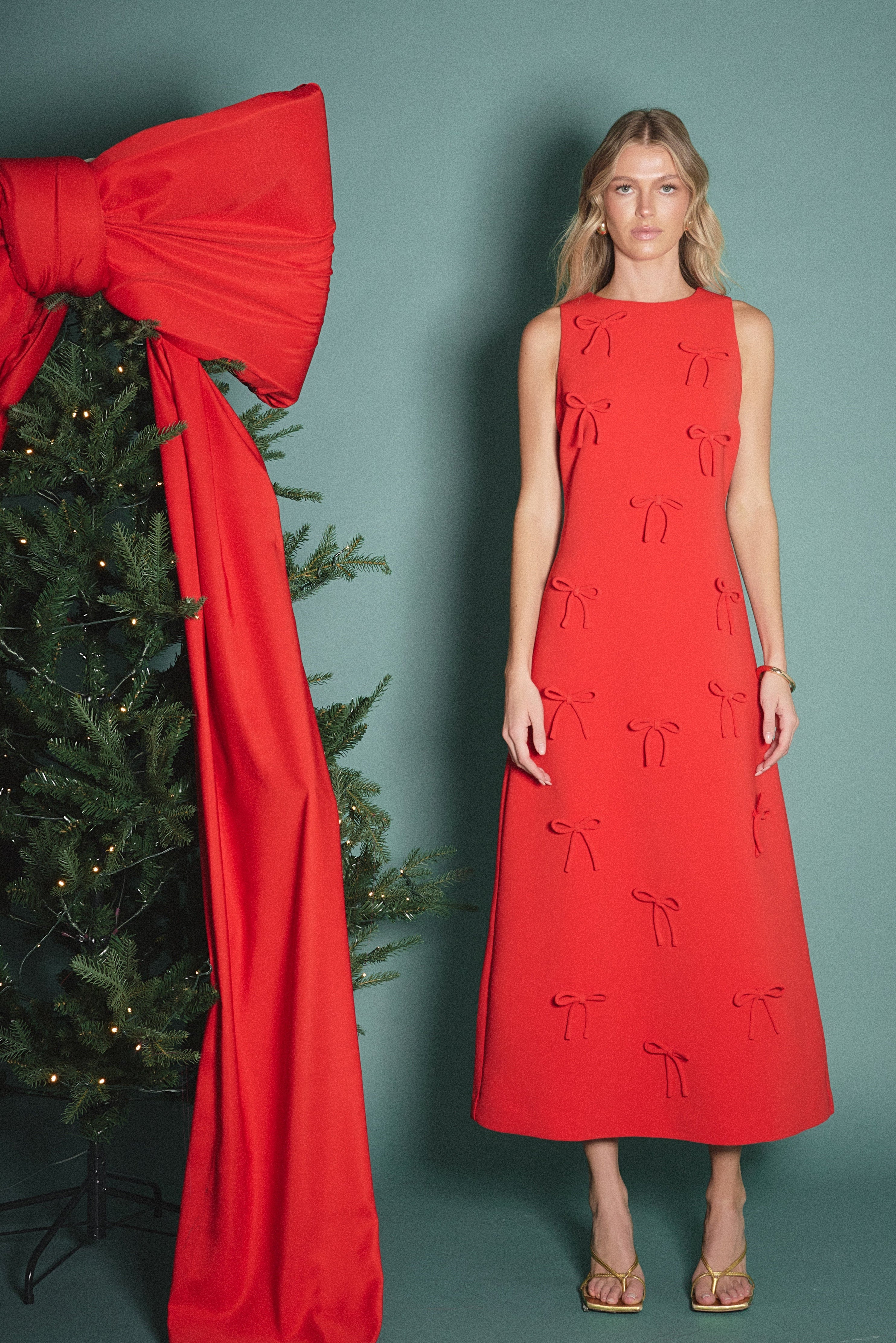 Bow Detailed Sleeveless Midi Dress Bow Detailed Sleeveless Midi Dress
