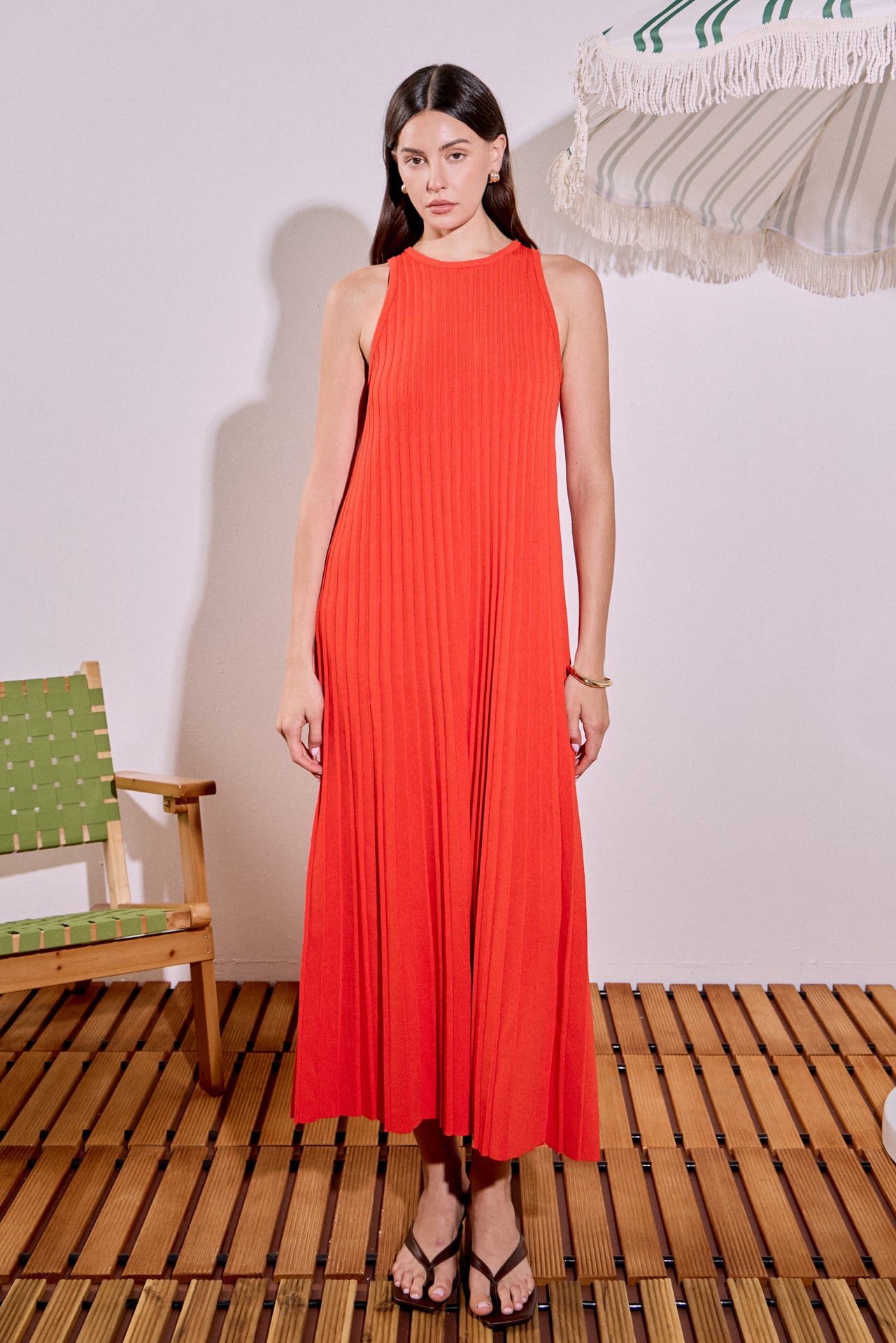 Pleated A-line Knit Midi Dress Pleated A-line Knit Midi Dress