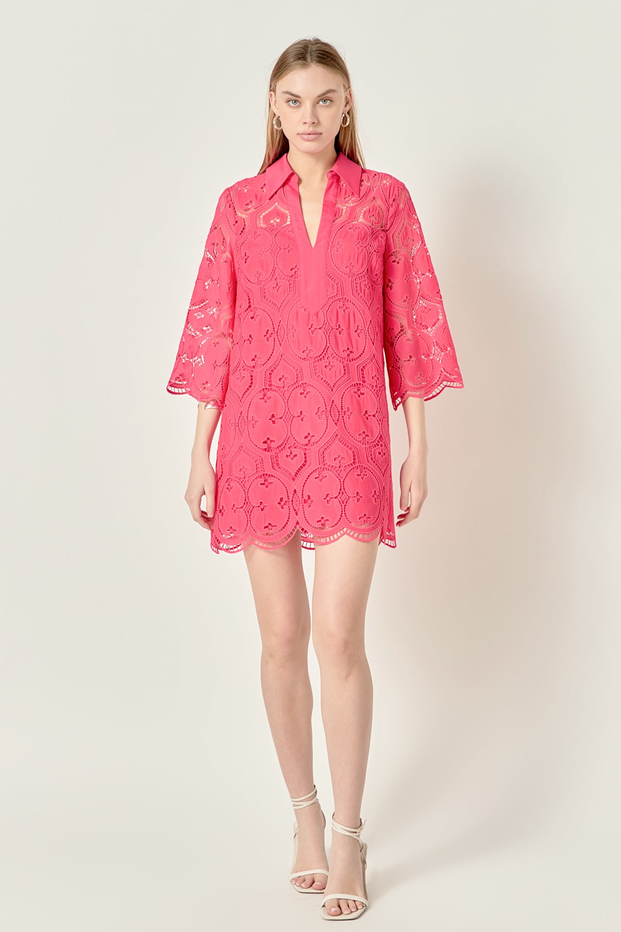 Embroidered Collar Mini Dress English Factory Embroidered Collar Mini Dress English Factory