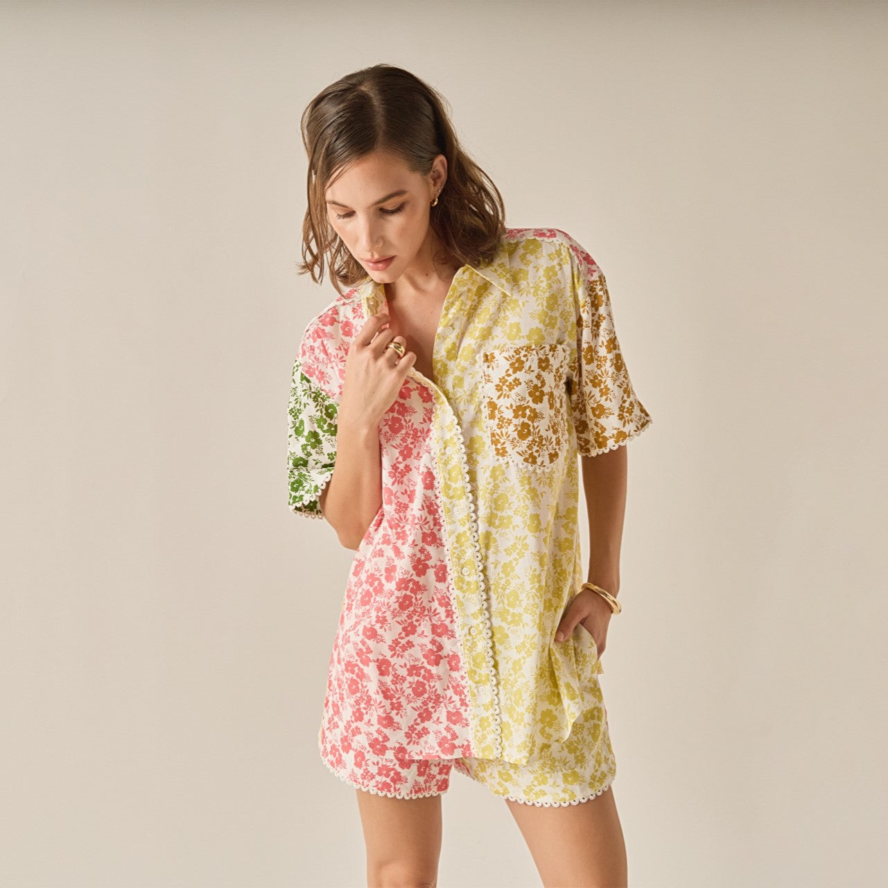 Maisie Colorblock Button-Up Shirt