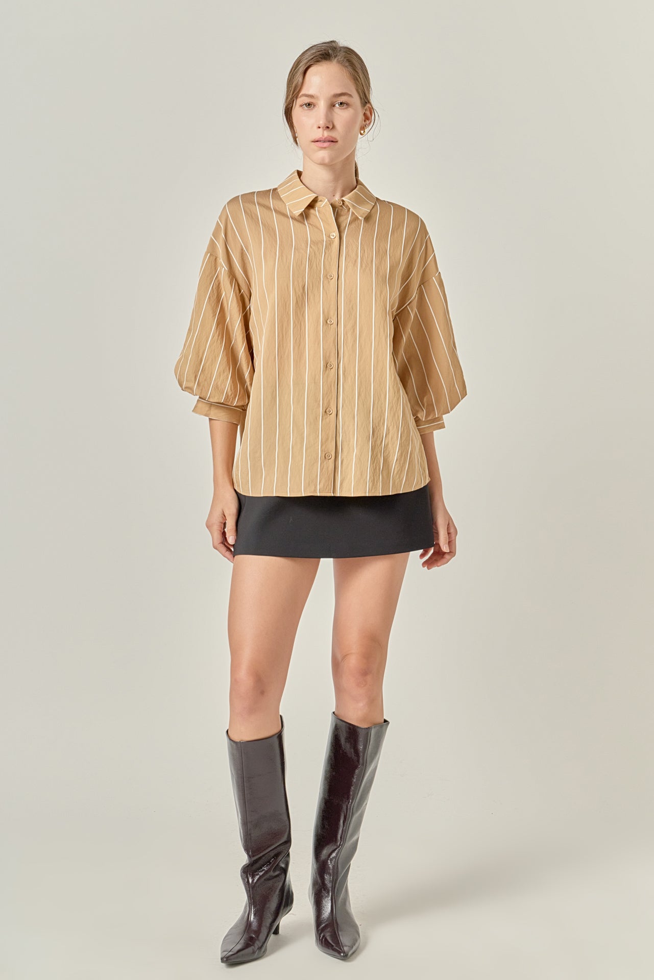Stripe Balloon Sleeve Shirt – English Factory