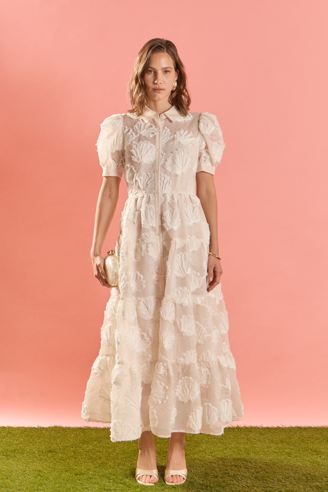 Embroidered Shell Midi Shirt Dress – English Factory