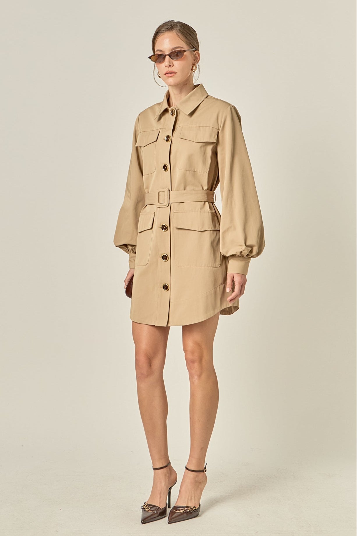 English Factory - Blair Trench Mini Dress BEIGE / S English Factory - Blair Trench Mini Dress BEIGE / S