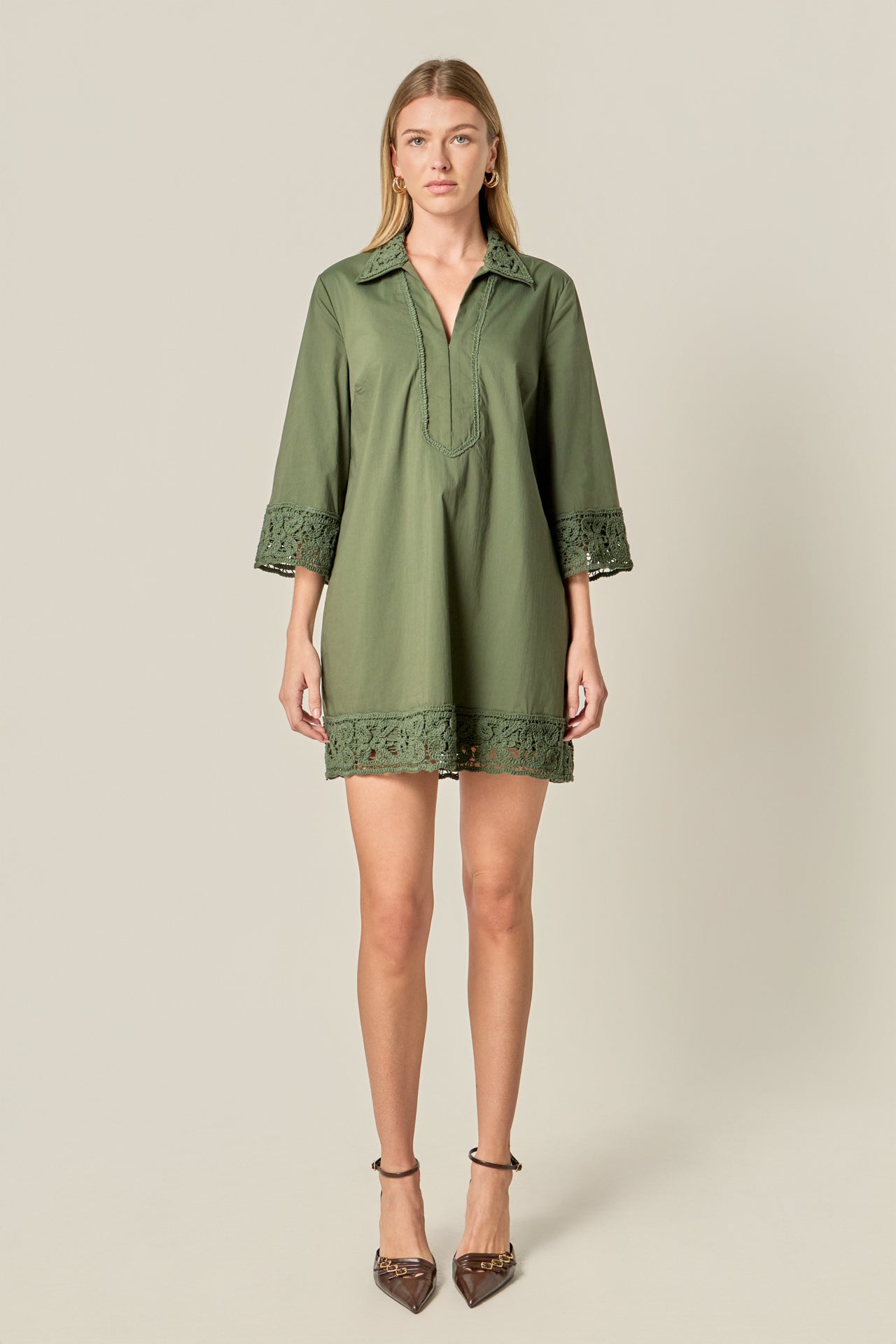 Crochet Accent Mini Dress – English Factory