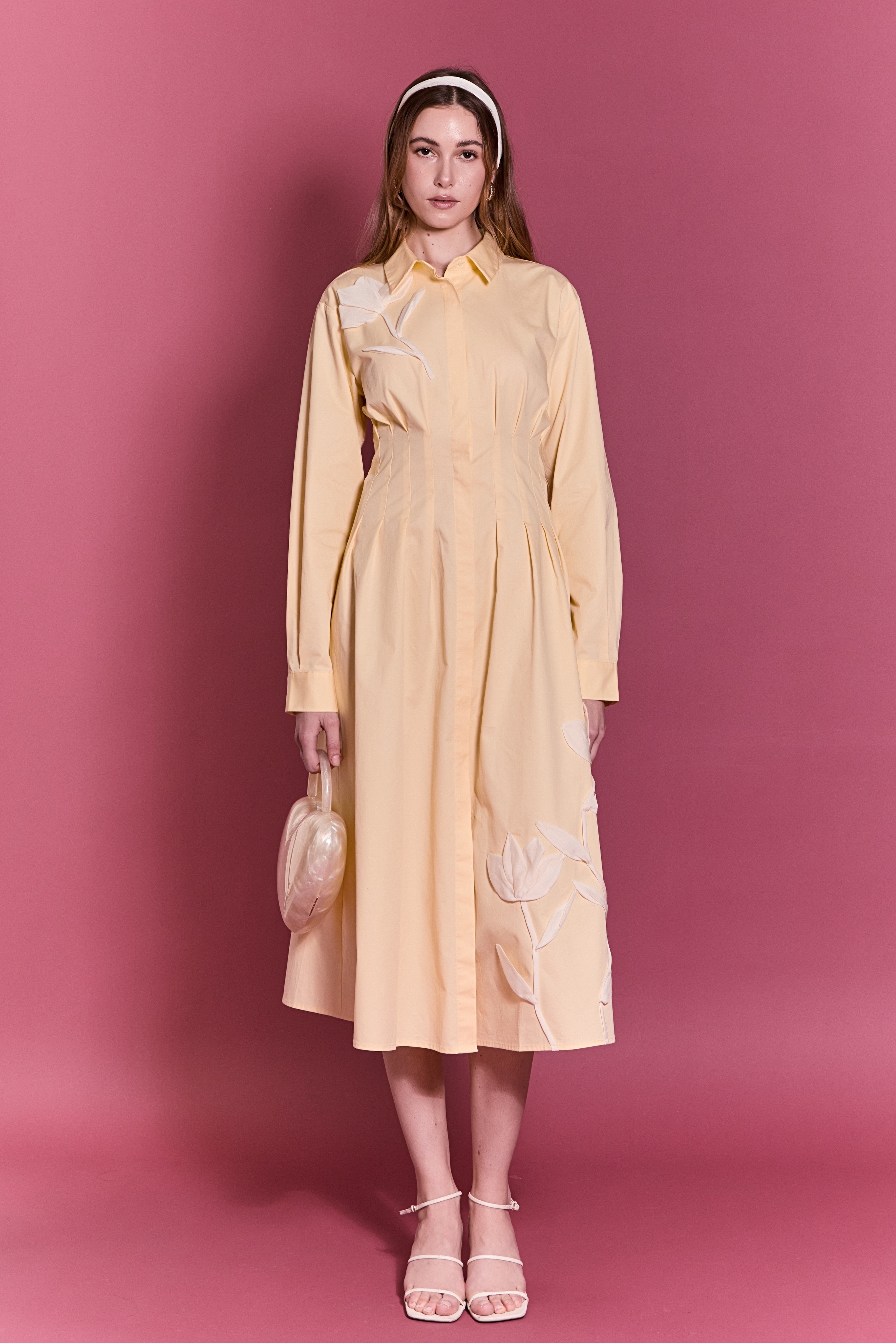 Structured Waist Applique Shirt Dress – English Factory