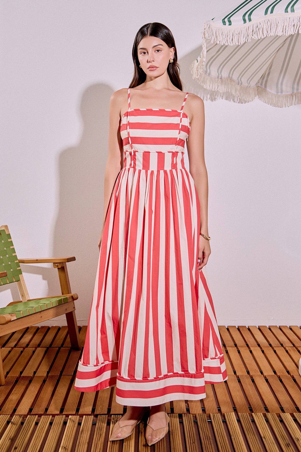 red stripe midi dress Red Dress