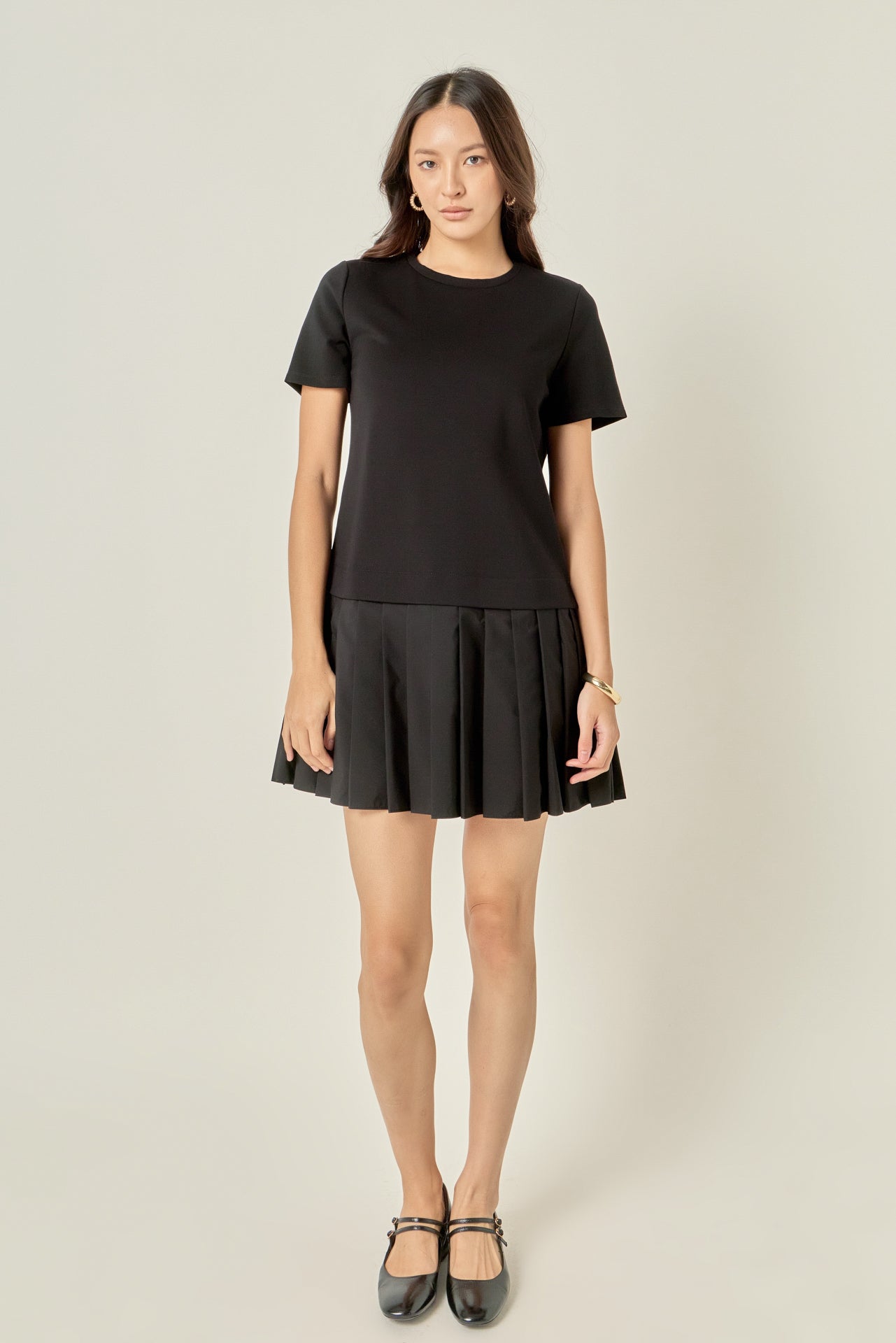 Mixed Media Pleated Mini Dress – English Factory