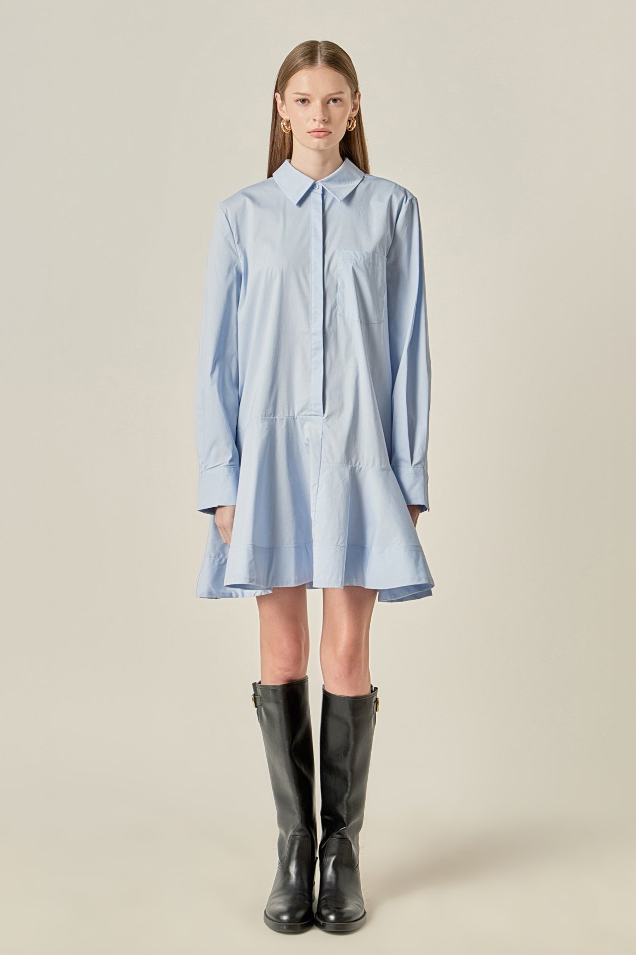 Collar Flare Skirt Dress – English Factory