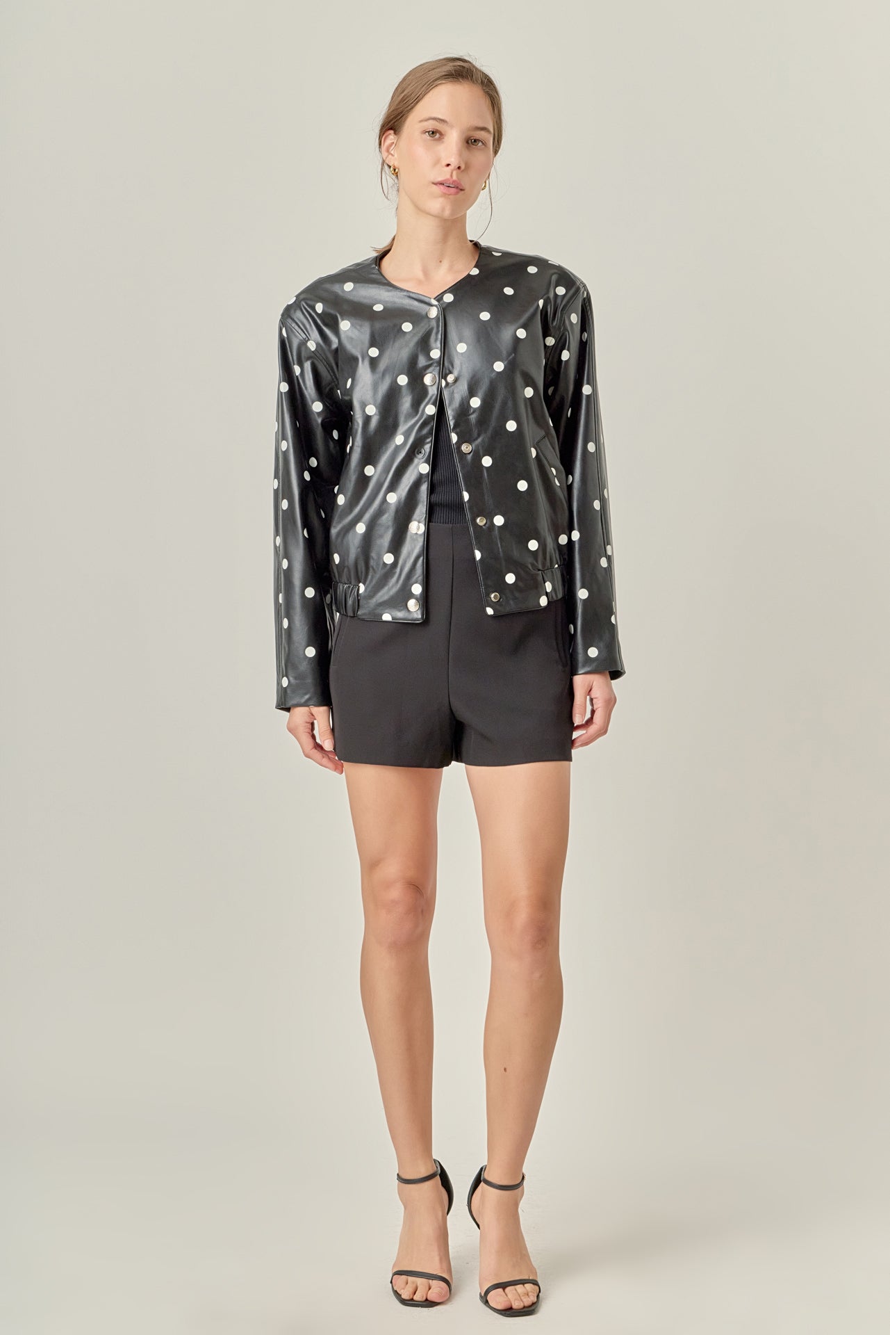 Polka Dot Faux Leather Jacket – English Factory