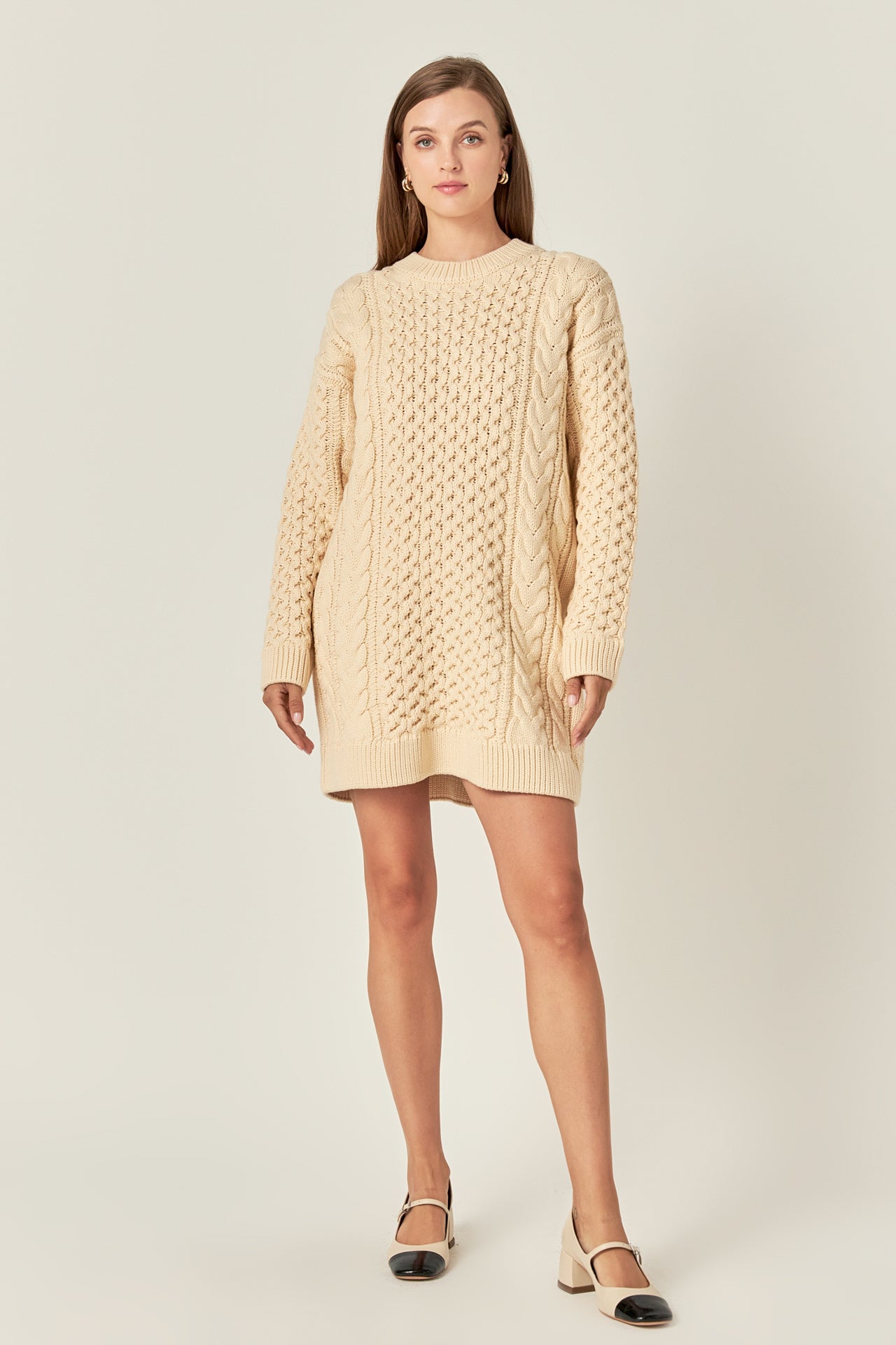 Oversized Cable Knit Dress – English Factory
