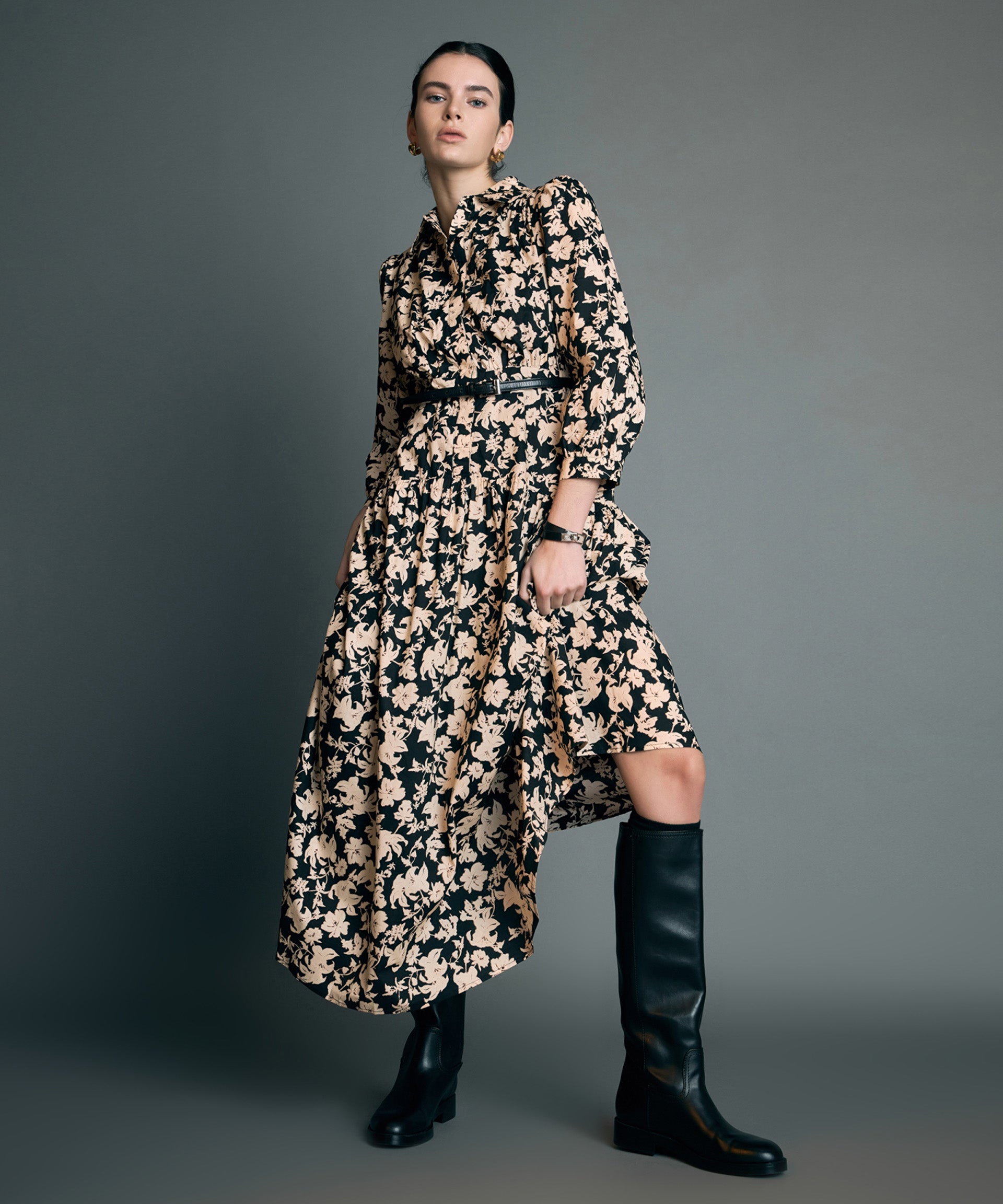 Fall Printed Midi Dress - English Factory
