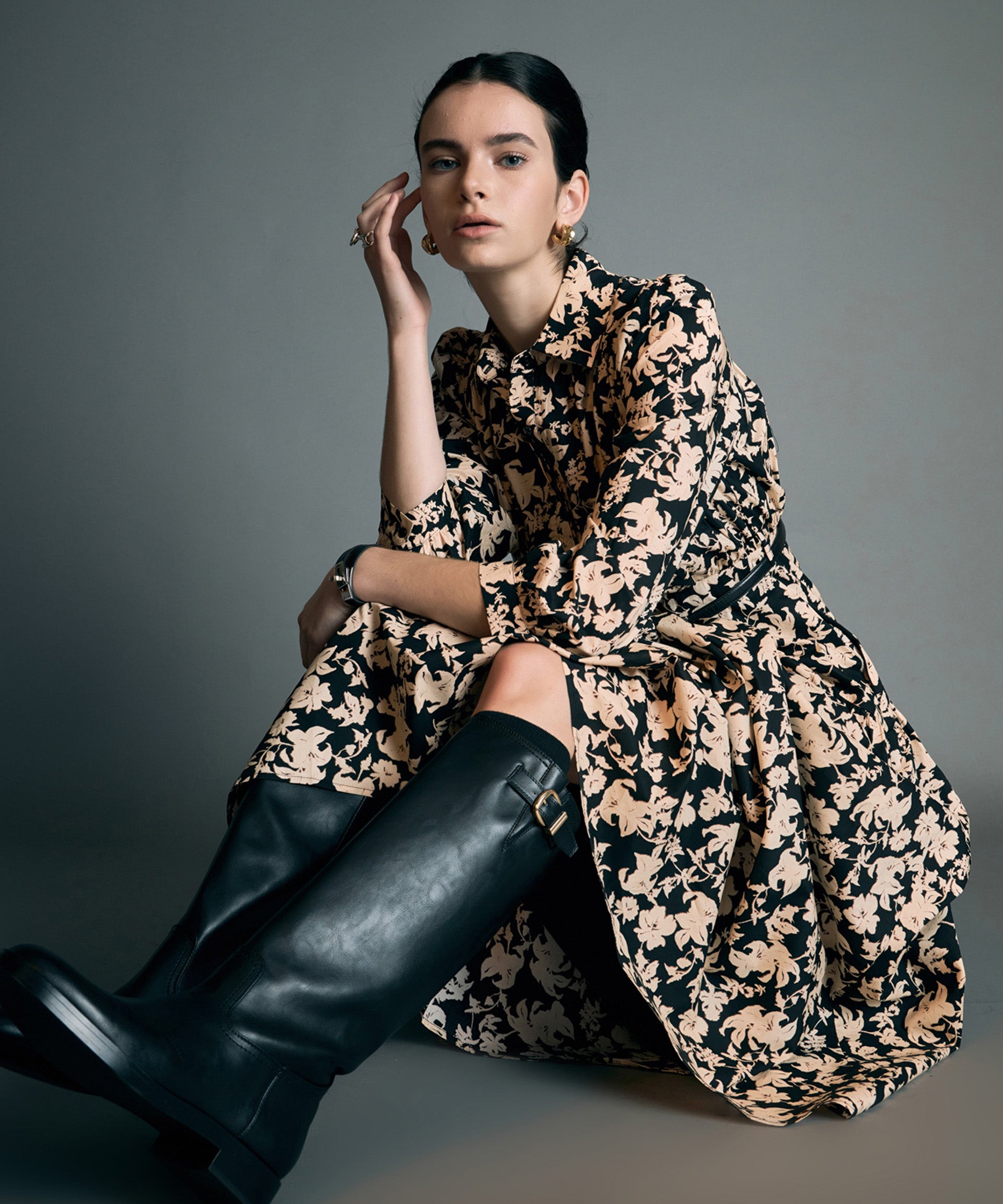 Fall Printed Midi Dress - English Factory