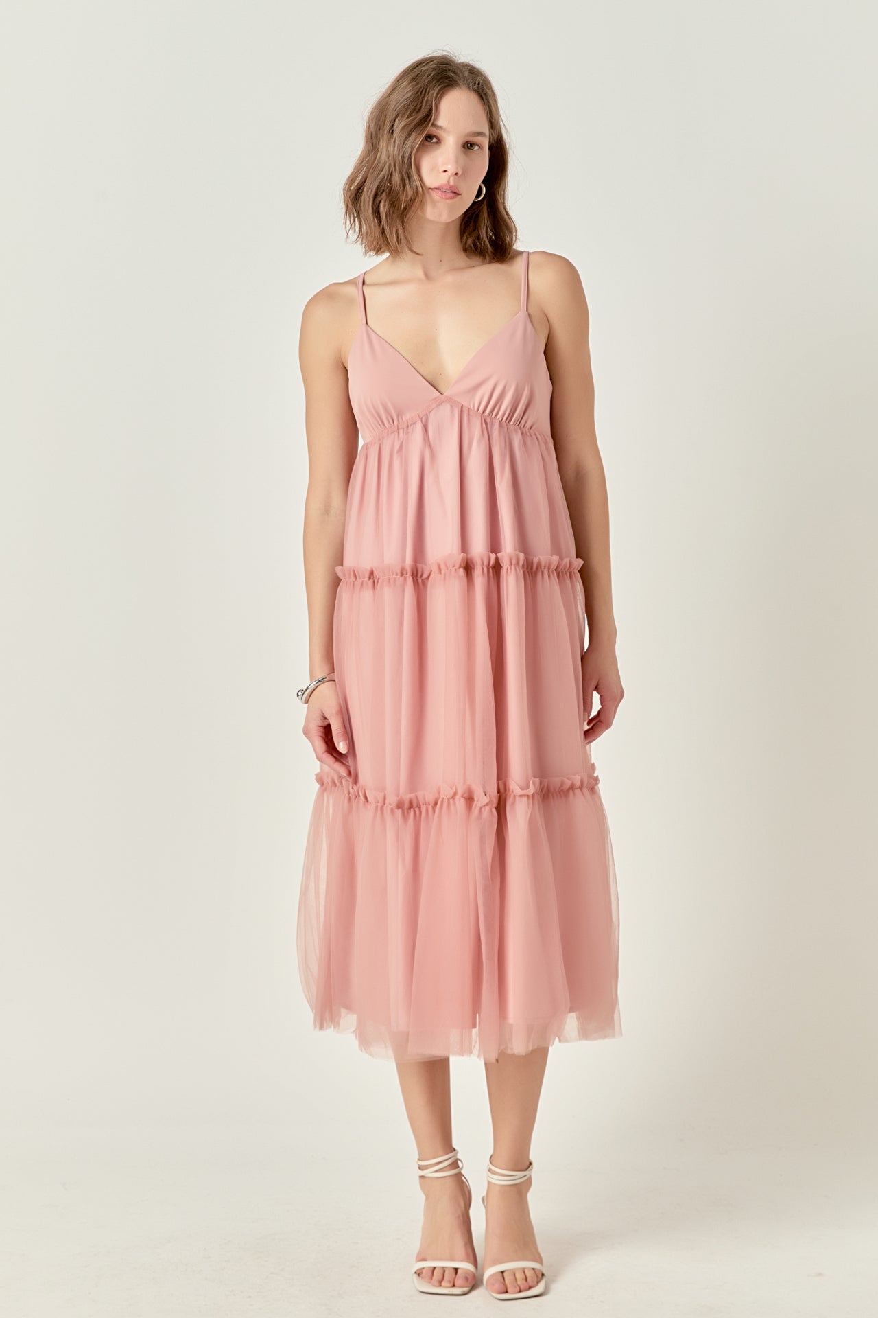 English Factory Women's Tulle Contrast Midi Dress, Mauve, Xs English Factory Women's Tulle Contrast Midi Dress, Mauve, Xs