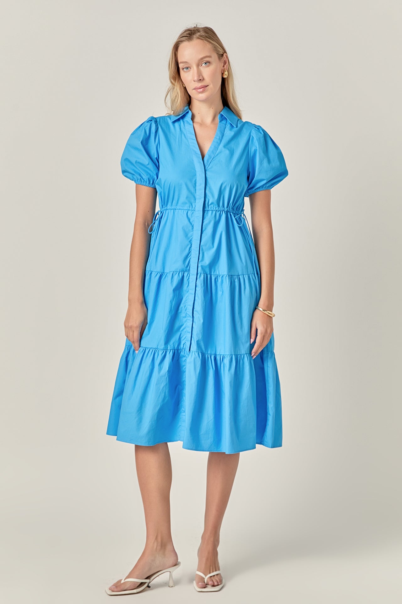 Puff Sleeve Tiered Midi Dress – English Factory
