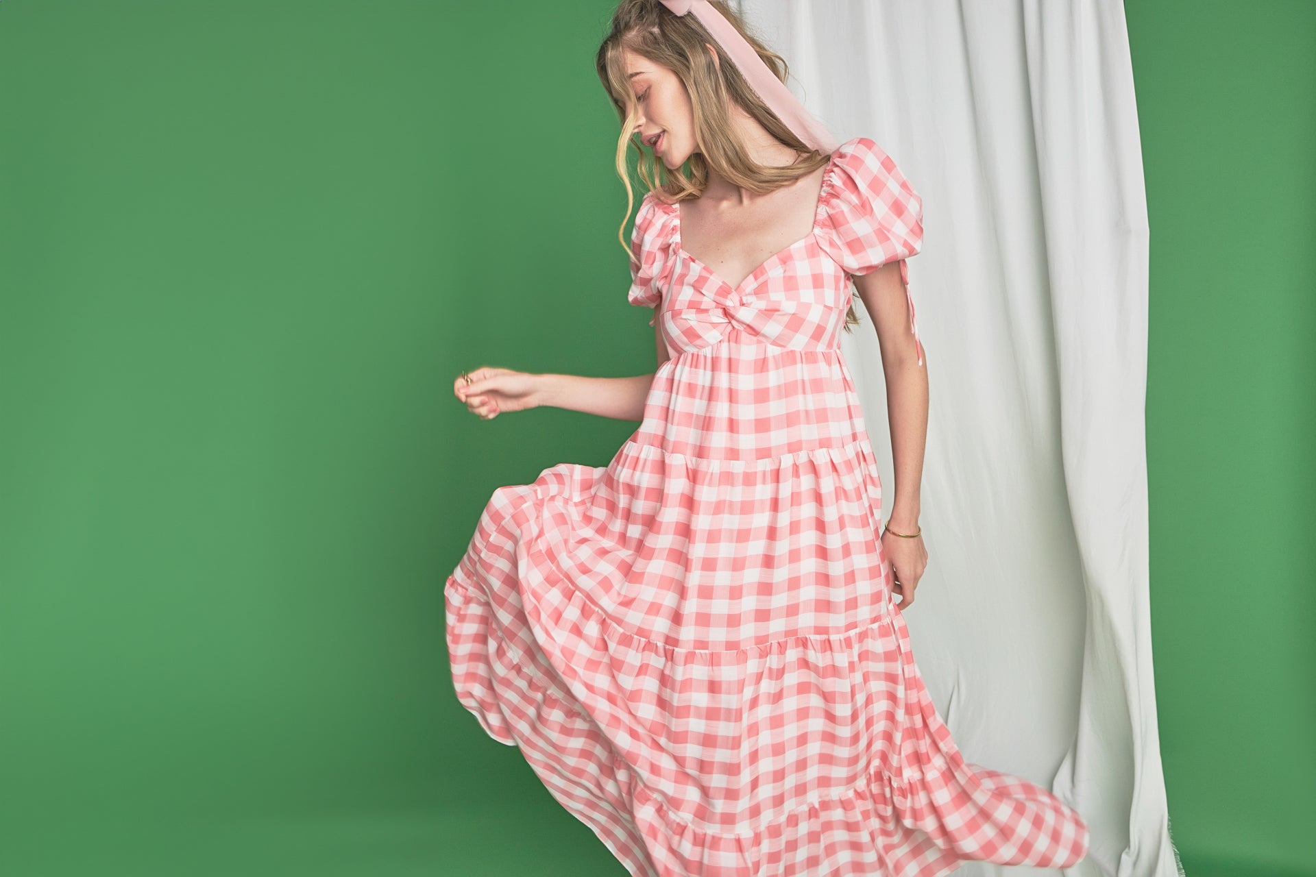 Knotted Gingham Maxi Dress - Available from English Factory at shopenglishfactory.com