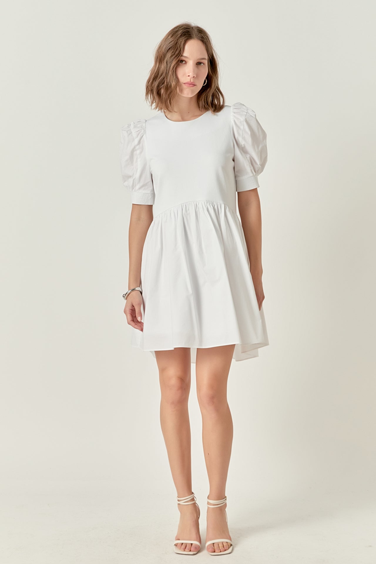 English Factory - High Low Knit Combo Dress White / XS English Factory - High Low Knit Combo Dress White / XS