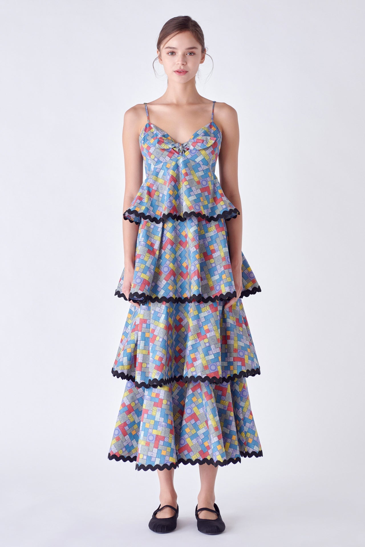 Tiered Ric Rac Trim Detail Curvy Dress