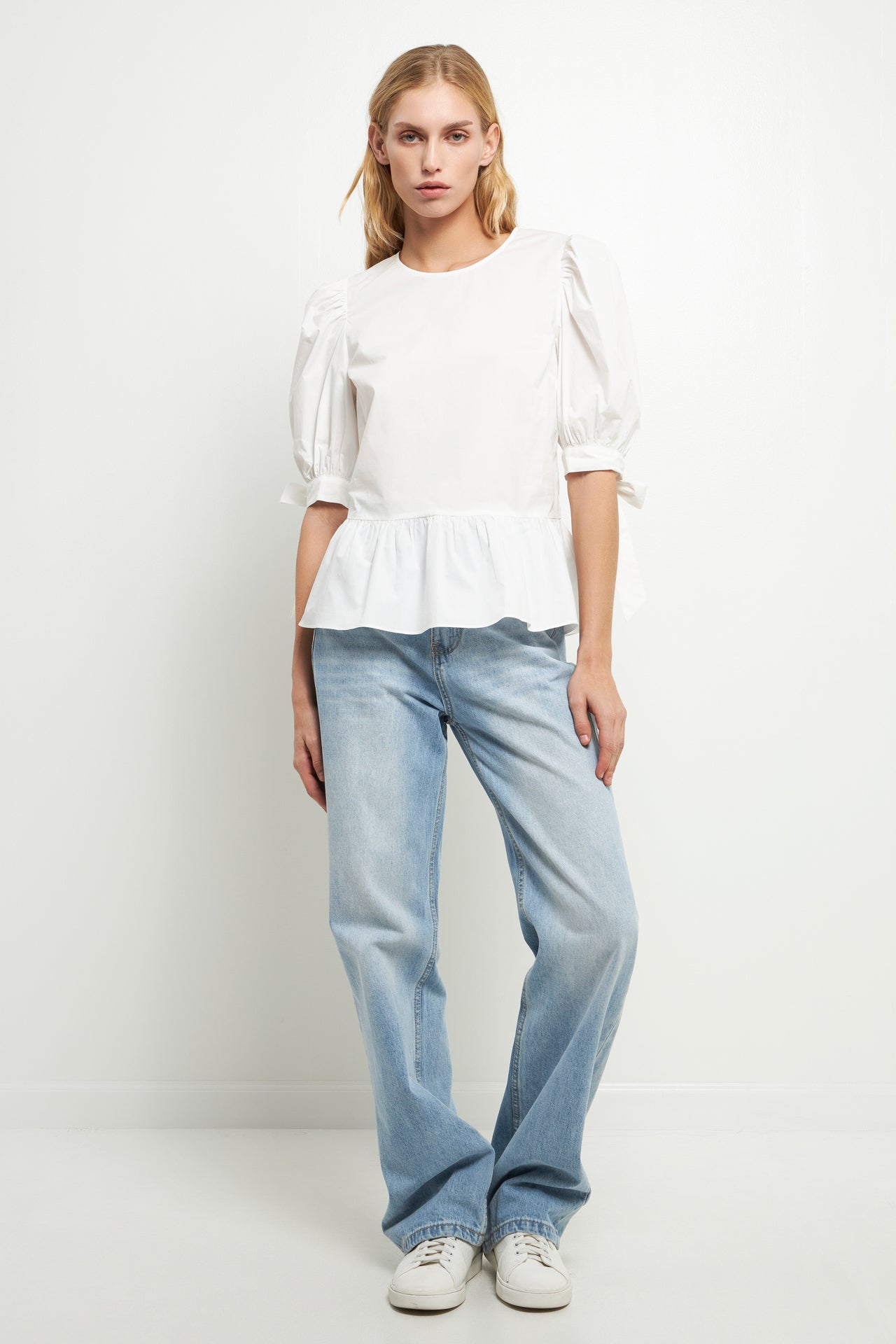 Miss Selfridge denim short sleeve peplum top in indigo - part of a set Miss Selfridge denim short sleeve peplum top in indigo - part of a set