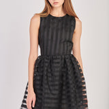 Striped Organza Sleeveless Mini Dress
