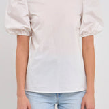 Open Back Bow Detail Top with Puff Sleeves