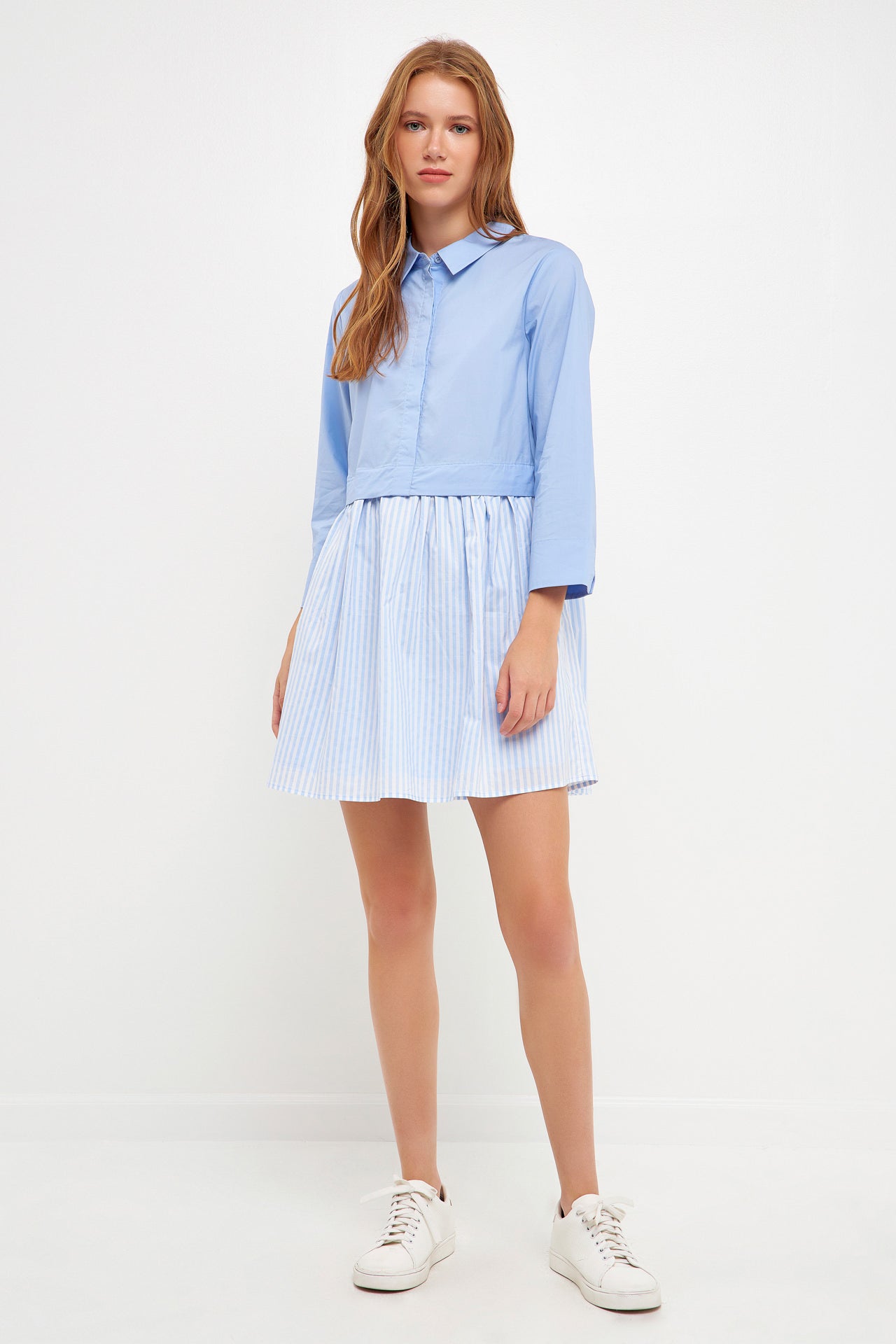 ENGLISH FACTORY-Stripe Contrast Shirt Mini Dress-DRESSES available at Objectrare