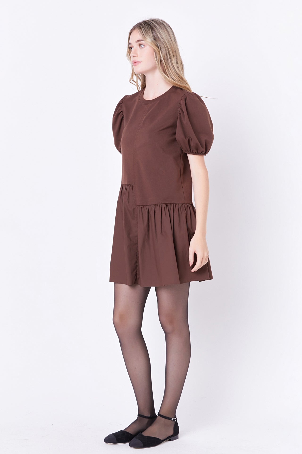 ENGLISH FACTORY - Knit Woven Mixed Dress - DRESSES available at Objectrare