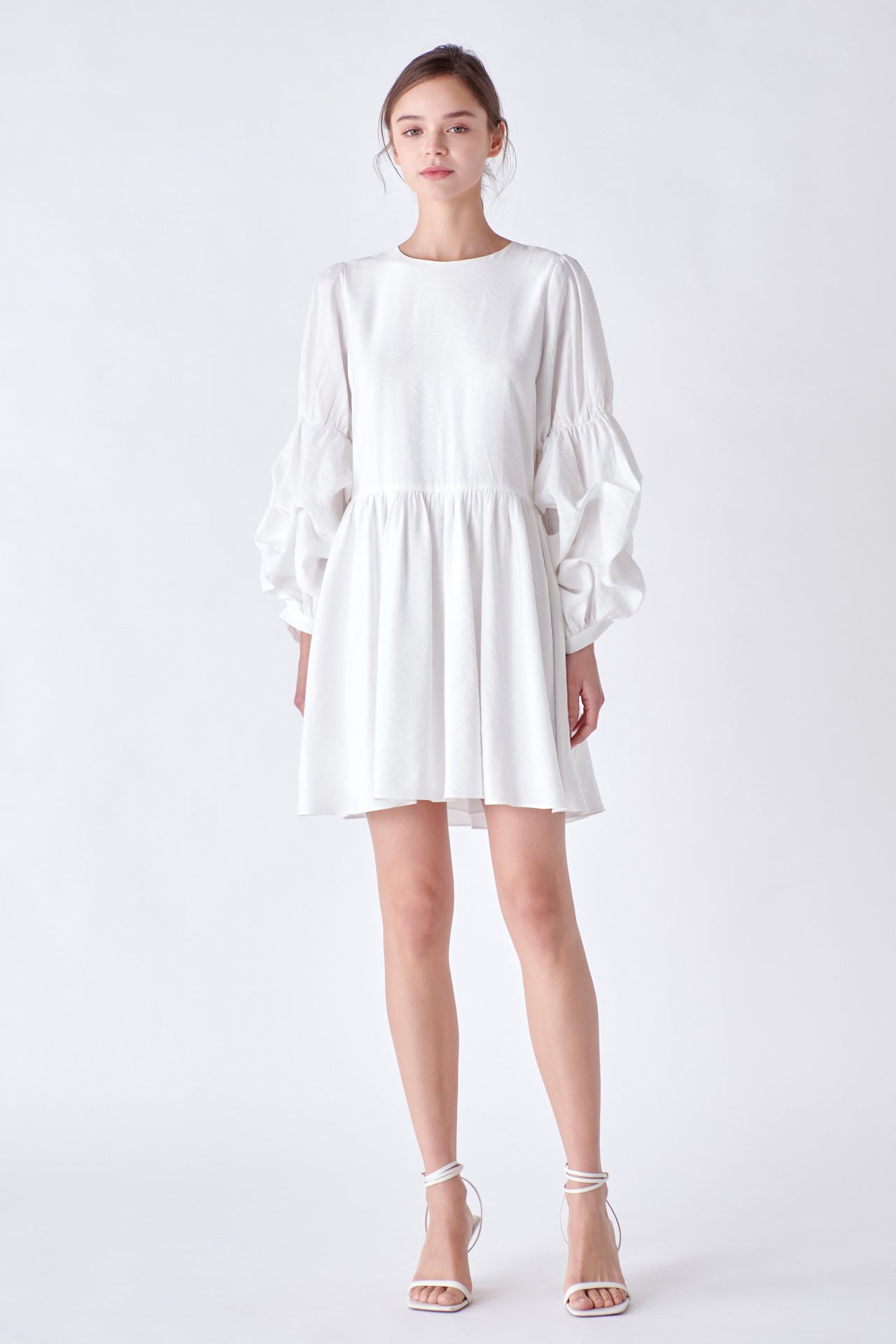 Belted Dress with Puff Sleeves main image 0