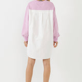 V-neck Sweatshirts Dress with Poplin