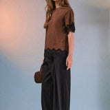 Satin Lace Trim Top