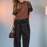 Satin Lace Trim Top