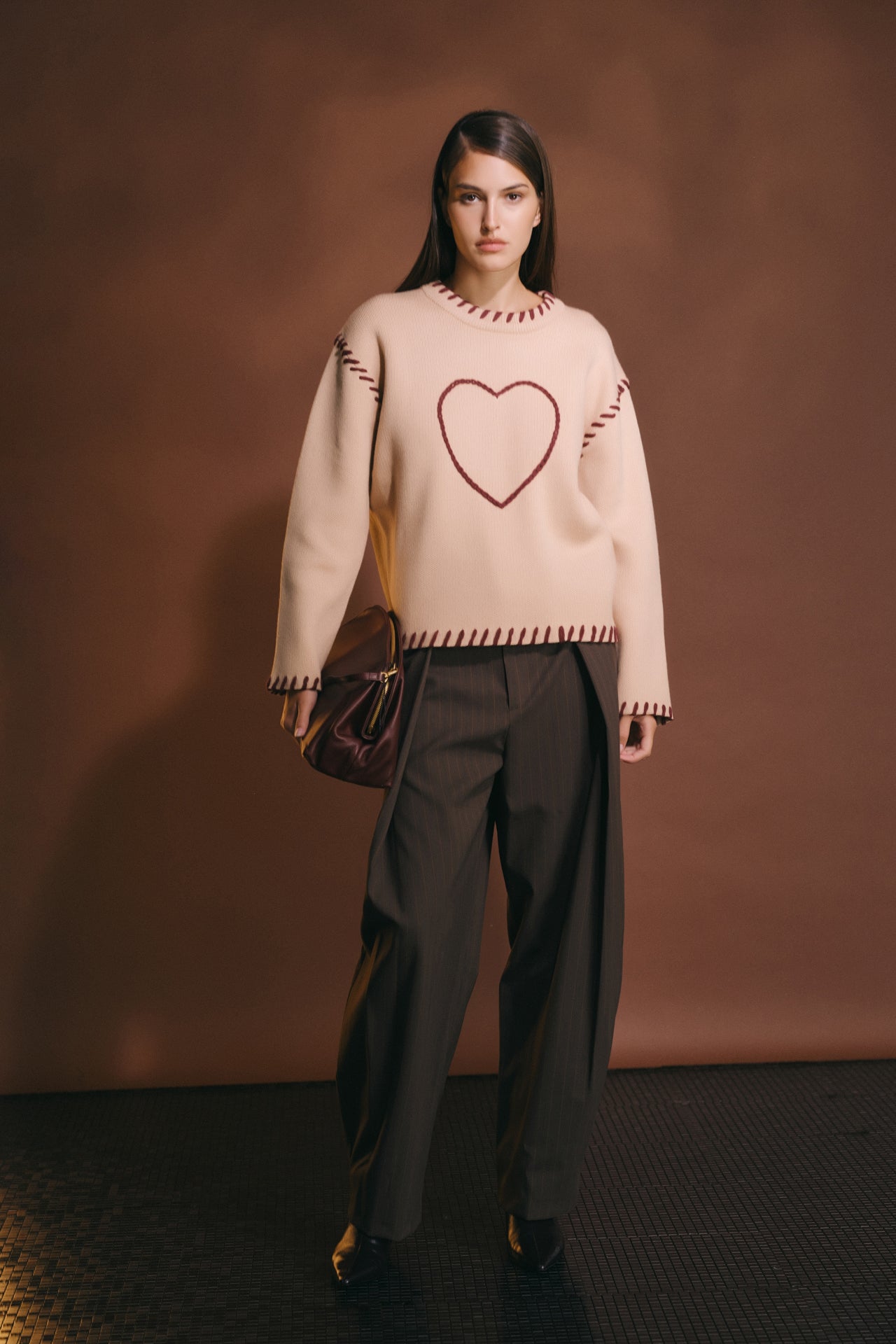 Heart Whipstitch Knit Sweater