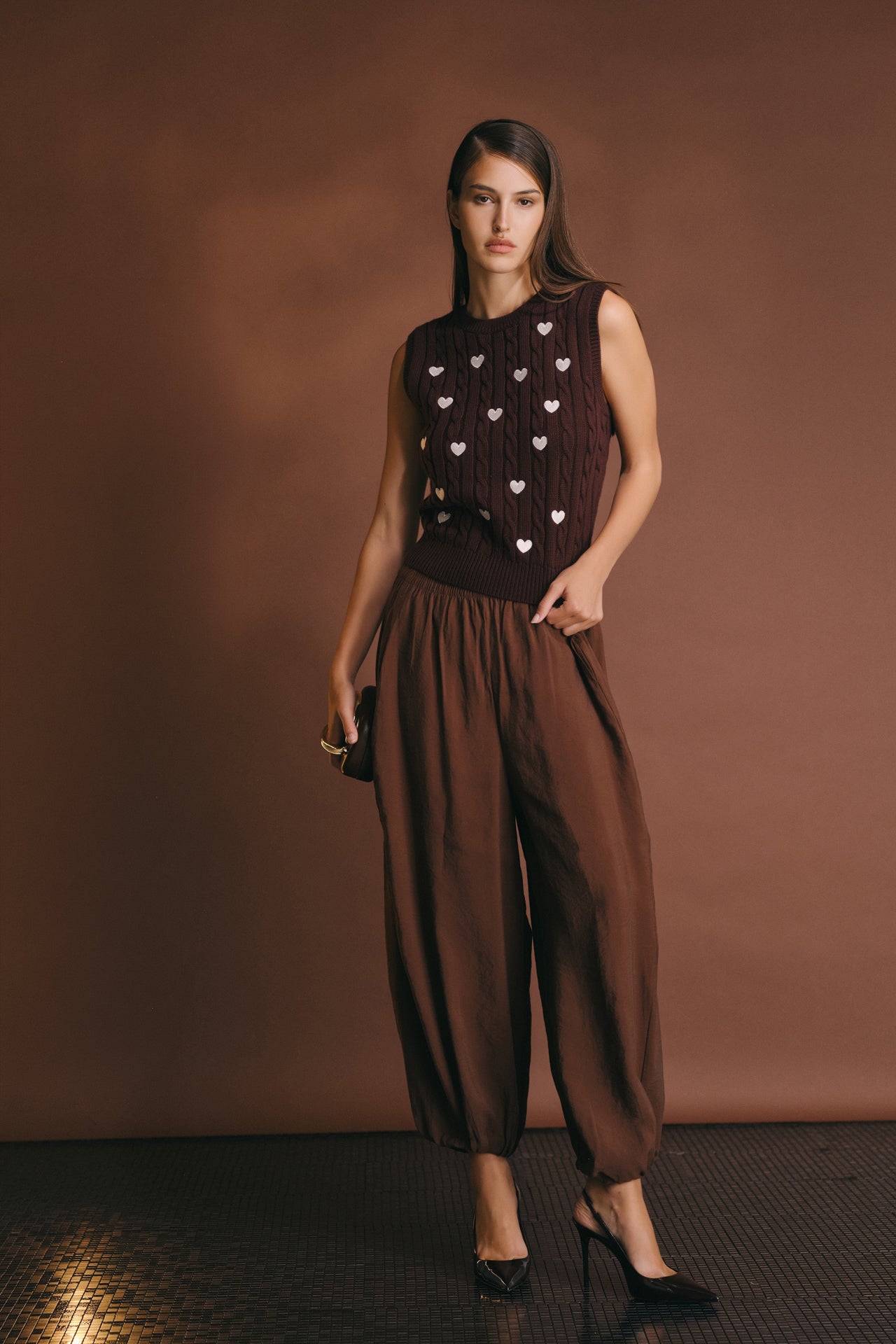 Embroidered Heart Knit Vest
