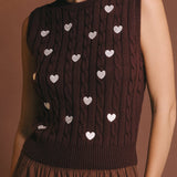 Embroidered Heart Knit Vest
