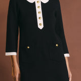 Serena Contrast Collar Knit Mini Dress